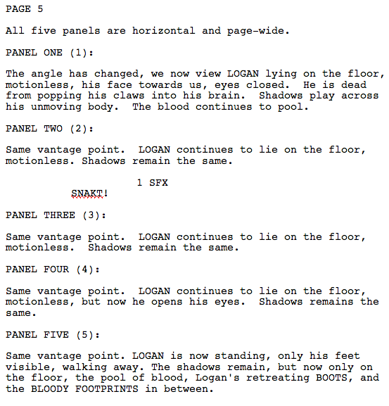 Wolverine: Guilt Script Excerpt Wolverine: Guilt Script Excerpt